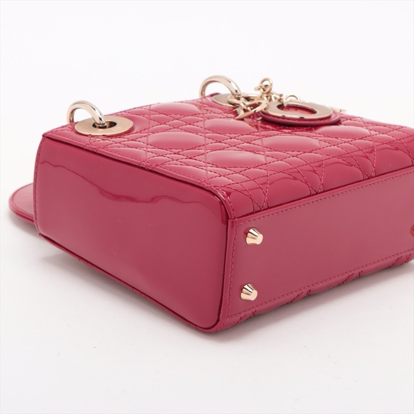 Christian Dior Lady Dior Mini Patent Red - Picture 4 of 9